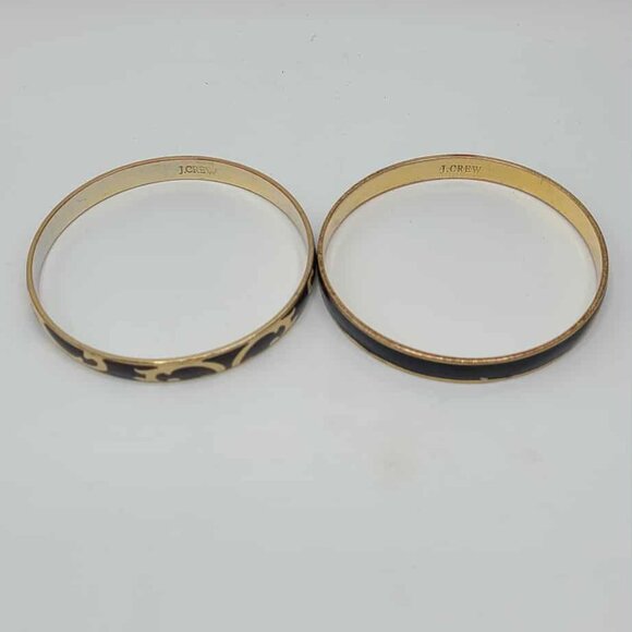 J Crew 2 Thin Black Enamel Bangles - Picture 3 of 9